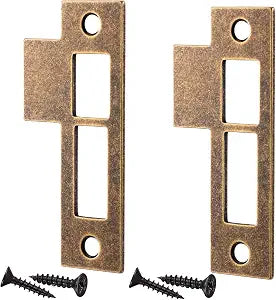 2pcs 3.5inch Antique Brass Door Strike Plate Latch with Screws Solid Brass Replacement Latch Striker Keeper for Mortise, Vintage, Striker, Keeper
