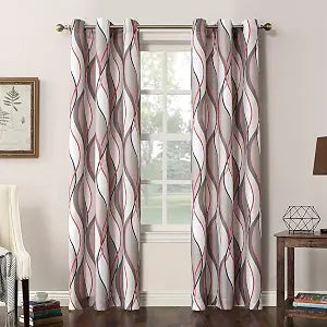 No. 918 Intersect 2-Pack Ogee Print Semi-Sheer Grommet Curtain Panel Pair