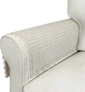 Couch Arm Covers, 2pcs Velvet Sofa Arm Covers, Couch Covers, Non-Slip Lace Armrest Covers, Headrest/Backrest Cover, Seat Cover, Slipcovers for Pet Armchair Loveseat Recliner Furniture(24"20", Beige)