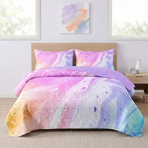 Pamnest Twin Quilt Set, 2 Pieces Tie Dye Marble Bedding, Bedspread