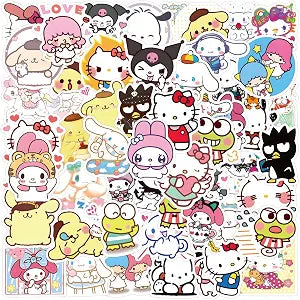 100pcs Hellokitty Kuromi Mymelody Stickers for Kids, Cute Sanrio Cartoon Waterproof Vinyl Decal for Teen Girl Adult Notebook Laptop Water Bottle Skateboard Guitar Travel Case Phone Bike