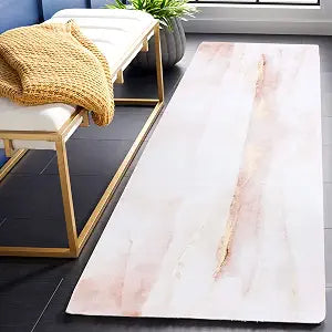 SAFAVIEH Washable Rug Tacoma Collection - 2'6" x 10' Runner, Beige & Gold, Slip Resistant & Easy to Clean, Ideal for Living Room, Bedroom, Dining Space (TAC807B)