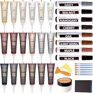Wood Floor Scratch Repair Kit - 40 Sets - Furniture Repair Kit Wood Markers, Hardwood Repair Kit Wood Filler for Scratches Stains Holes - Touch Up Any Wood, Laminate, Cabinet, Door, Table
