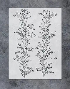 GSS Designs Floral Botanical Stencil 16x24Inch Intricate Branch Pattern for Wall Furniture Craft Reusable Leaf Painting Template for Home Decoration