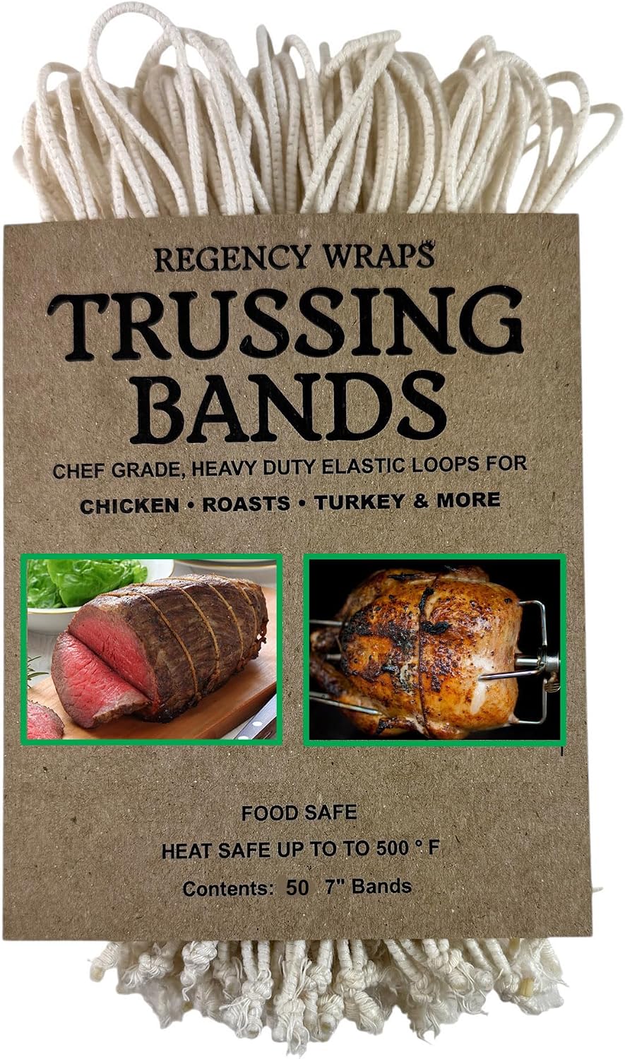 Regency Wraps Trussing Bands, 50 Pack,7 Inch Poultry Loops, Oven Safe
