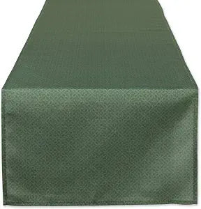 DII Indoor/Outdoor Re-Usable Tabletop Collection Tonal Lattice, Machine Washable, Table Runner, 14x72, Artichoke