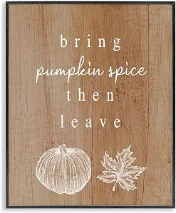 Pumpkin Spice Humor Leaf, 11 x 14 Inch Framed Gicle Print