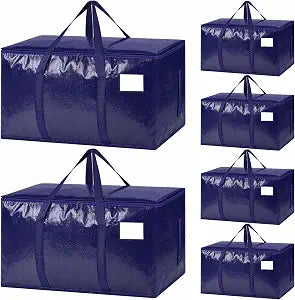 6 Pack Heavy Duty Waterproof Moving Bags, Foldable Totes
