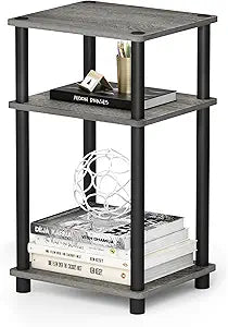 Furinno JUST Toolless 3-Tier Side Table, Open Shelf End Table, French Oak