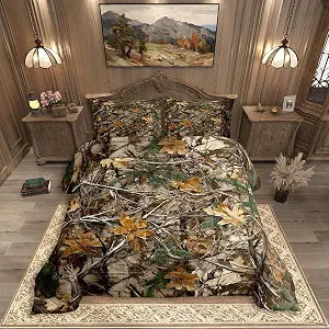 Erosebridal Camo 2-Piece Twin Comforter Set ��� All Season Lightweight, Breathable Bedding Set,Farmhouse Room Decor for Mancave, Cabin, Lodge & Camping, Tree Leaves Quilt Set with 1 Pillowcase