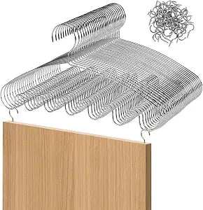 AQQHSAIN 30 Pcs Cabinet Door Painting Hanger Cabinet Door Drying Rack with 50 Pcs Metal Screw-in Cup Hooks Door Painting Brackets Art Drying Brackets for Cabinet Doors (Set A, 80)