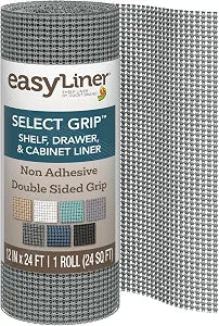 EasyLiner Select Grip Shelf Liner, Easy to Install & Cut to Fit, Non Slip, Non Adhesive, Drawer Shelf & Cabinet Liner for Kitchen, Bathroom, Pantry Cupboards, 12 in x 24 ft (1 Roll), 24 ft, Dark Gray