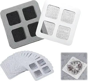 50 PCS Disposable Shower Drain Hair Catcher,4''Disposable Square Grid Mesh Drain Cover,Hair Trap for Shower Drain,Adhesive Drain Cover for Bathroom Tub Kitchen Sink for Human and pet Hair