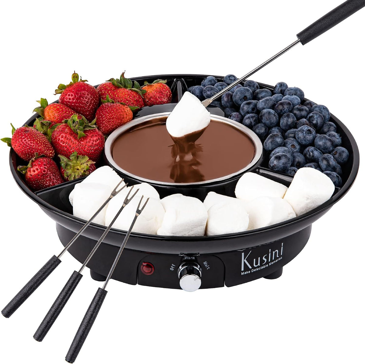 Kusini Electric Fondue Pot Set - Chocolate Fondue Kit - Temperature Control