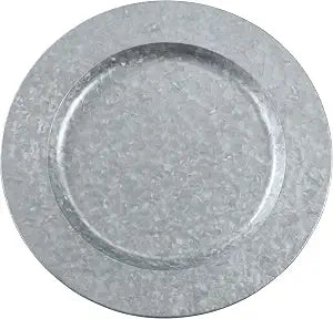 SARO LIFESTYLE Polished Galvanized Charger Plates (Set of 4)  Rustic Metal Chargers for Dining, Events & Table Dcor, 13", Silver