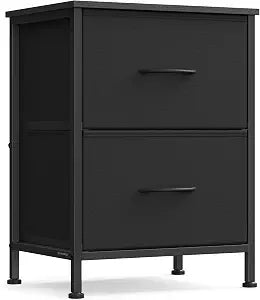 SONGMICS Nightstand with 2 Fabric Drawers, Bedside Table, Side End Table