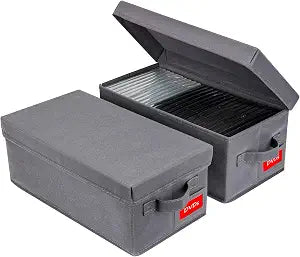 NUSWOR Upgrades DVD Storage Box - 2Pack DVD Organizer with Lid - Grey