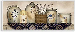 Rustic Kitchen Jars Still Life, 10 x 24 Inch Framed Gicle Print
