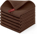 Homaxy 100% Cotton Waffle Weave Kitchen Dish Cloths 6-Pack, Coffee