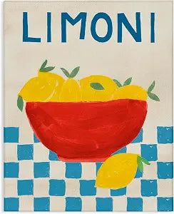 Lemons Bowl Still Life Kitchen, 16 x 20 Inch Canvas Wall Art