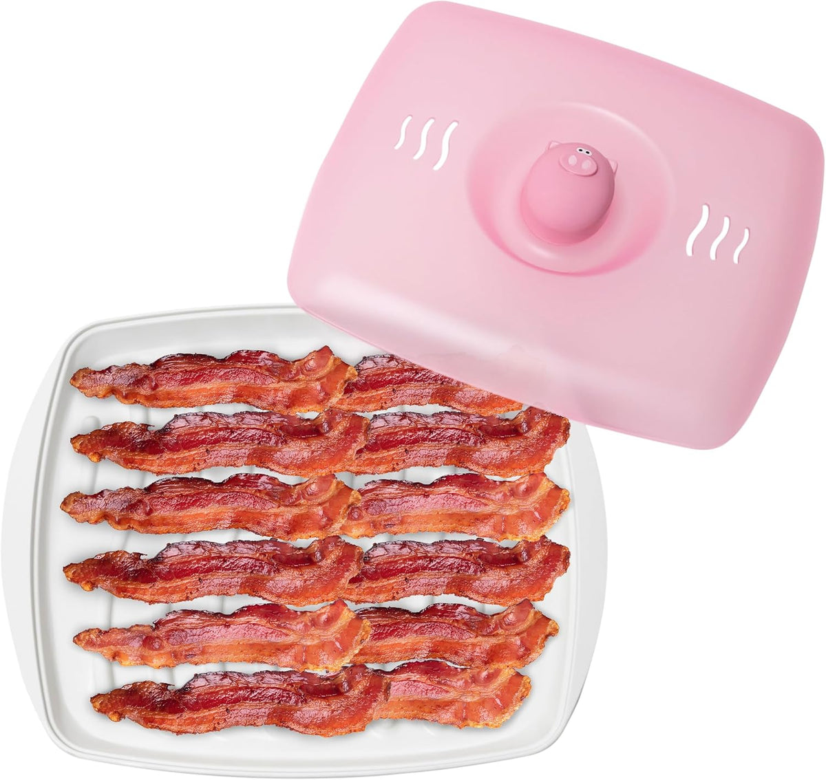 Joie Piggy Microwave Bacon Tray, Grooved Cooking Tray for Microwaving Bacon