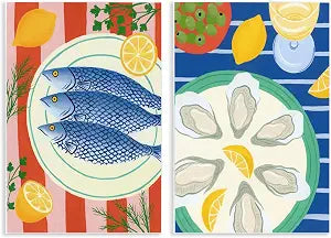 Seafood Kitchen Citrus, 10 x 15 Inch Mounted Print on Wall Plaque Set