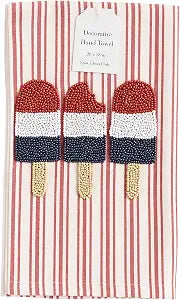 Mud Pie Red Ice Pop Beaded Americana Towel, America 250 Towel