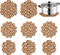 9 Pack Bamboo Trivet Mat for Hot Dishes, 6.5/8.3/10 Inch Heat Resistant Hot Pads Trivets, Hot Pad to Protect Your Table and Countertop, Hot Tea Pot Coaster for Coffee Pot