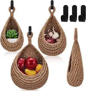 Honeydak 3 Hanging Baskets, Linen Brown, Classic Teardrop
