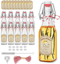 8oz Swing Top Glass Bottles for Vanilla Extract - 10 Pack Airtight Square Clear Jars with Leak-Proof Lids, DIY Kit with Stickers & Funnel