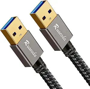 USB to USB Cable 3 ft, USB 3.0 Male to Male Braided Cord, 5Gbps Data Transfer, Compatible with Hard Drive, Cooling Pad, DVD (Not PC-to-PC)