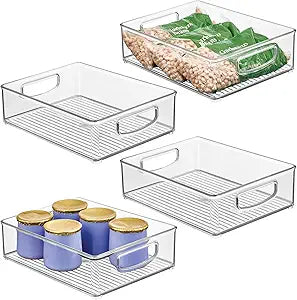 iDesign Plastic Stackable Pantry Bin, Set of 4, Clear