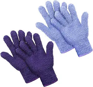 Patelai 2 Pairs Microfiber Gloves for Plant, Dark Purple, Violet, Large
