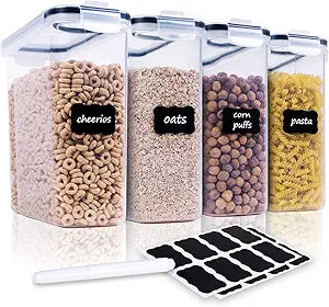 FOOYOO Cereal Containers Storage Set - 4 Piece Airtight Large Food Storage Containers(135.2oz), BPA Free Dispenser Plastic Cereal Storage Containers