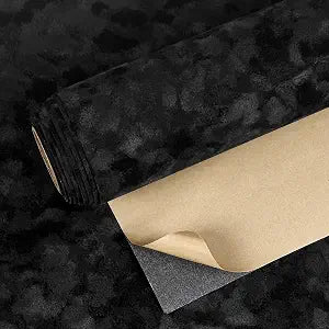 VEELIKE Black Mottled Self Adhesive Velvet Drawer Liners for Dresser Jewelry Cabinets Prepasted Felt Fabric Roll 15.7''x118'' Black Velvet Wallpaper Peel and Stick Flocking Liner for Drawers Shelves