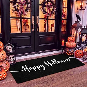 Happy Halloween 48''x16'' Long Doormat for Entrance Entry, Black