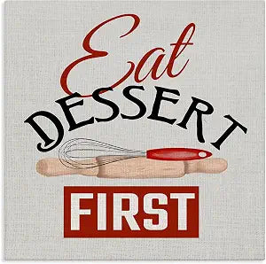 Eat Dessert First Kitchen Humor, 24 x 24 Inch Canvas Wall Art
