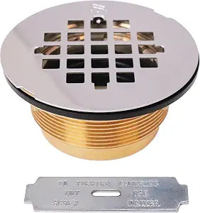 Westbrass D206B-26 4-1/4" OD Compression Shower Drain Body with Grid Cover Plate, Polished Chrome