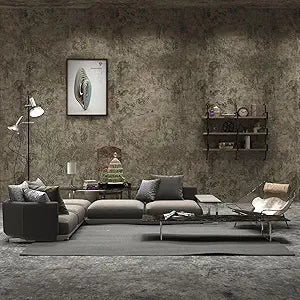 Beige-Grey Concrete Wallpaper Matte Thick Textured Gray Cement Contact Paper Peel Stick Countertop Paper Removable Waterproof Adhesive Furniture Stickers Industrial Style Vinyl Wall Sticker 24x354inch