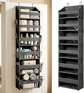 HOMELUX THEORY Over the Door Organizer, 6-Tier, 100D Fabric, Dark Gray 1pc