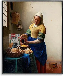 Funny Classic Painting Comic Meal, 16 x 20 Inch Framed Gicle Print