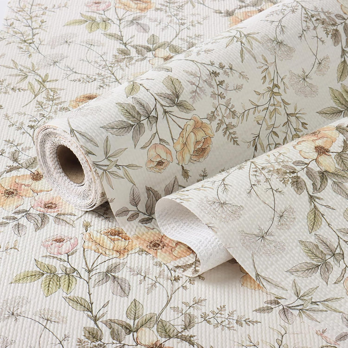 Boho Floral Leaf Shelf Drawer Liner for Cabinets Non-Adhesive