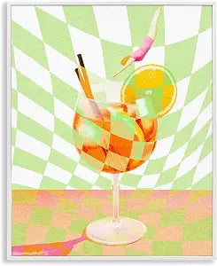 Retro Swimmer Cocktail Still Life, 16 x 20 Inch Framed Gicle Print
