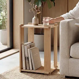 Wood Side Table Night Stand, Light Wooden Natural Finish
