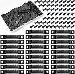 Sawtooth Picture Hangers,100 Pcs Black Steel Photo Frame Hanging Hangers 200 Screws for Wall Clock Paintings Wood Craft Decor Artwork Signs Posters Picture Frame Sketch Hanger,Cross-Stitch (Black)