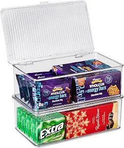 Sorbus Clear Storage Bins with Lids, Stackable Organizer (Medium)