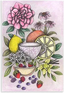 Rococo Tea with Fruits Floral, 10 x 15 Inch Mounted Print on Wall Plaque