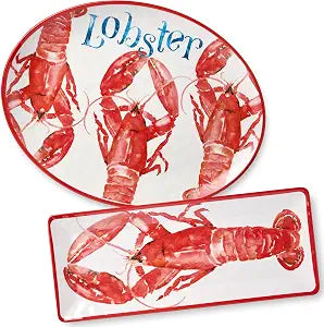 Beach House Lobster Melamine 2-Piece Platter Set  Shatterproof, Chip-Resistant, Lightweight & Dishwasher-Safe