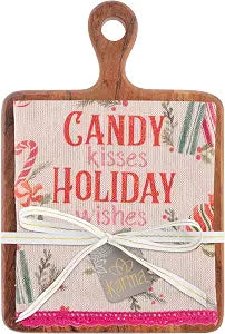 Karma, Holiday Towel 28"L x 20"W 100% Cotton Kitchen Towel with Cutting Board, Christmas Gift Set, Home, Kitchen, Dining, Cocktail Parties, Holiday Sweets