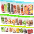 24 Pack Reusable Food Storage Bags Stand Up Dishwasher Safe BPA Free